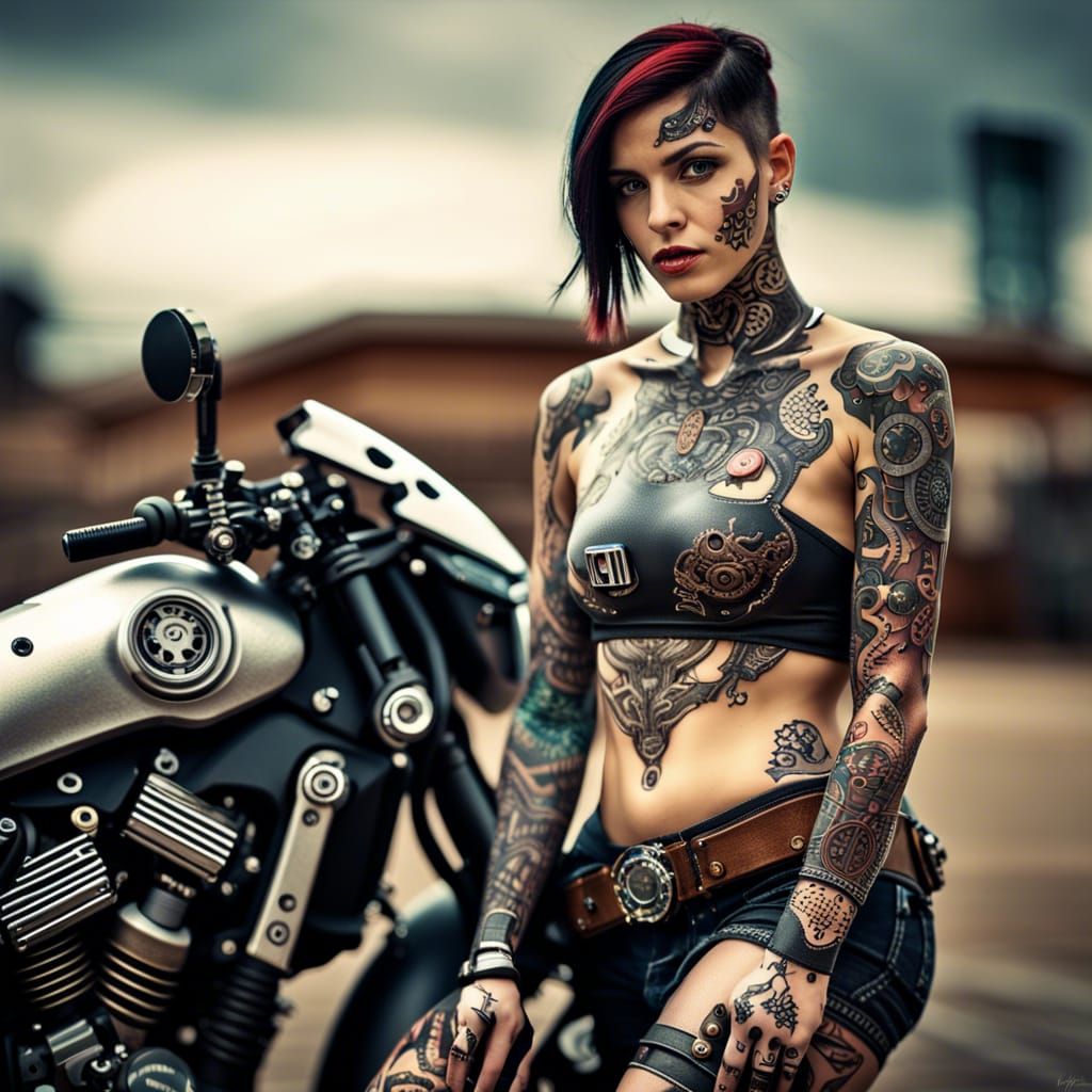 Closeup Tattooed Man Hand Holding Wrench Motorcycle In Background Stock  Photo - Download Image Now - iStock