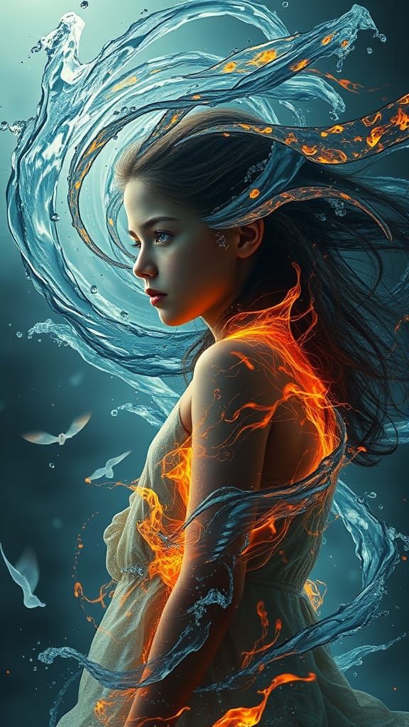 Elemental Girl: Digital Matte Painting of Nature