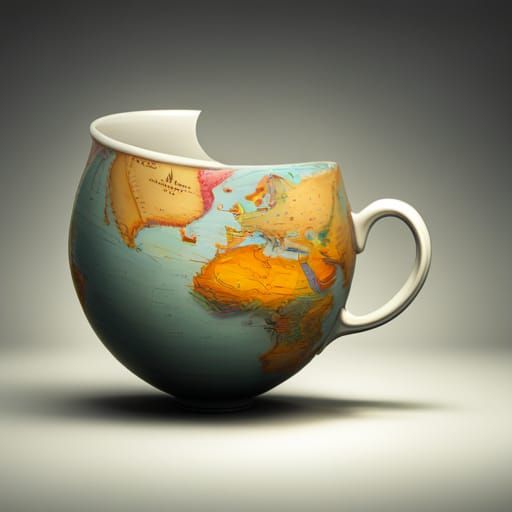 World globe  teacup 