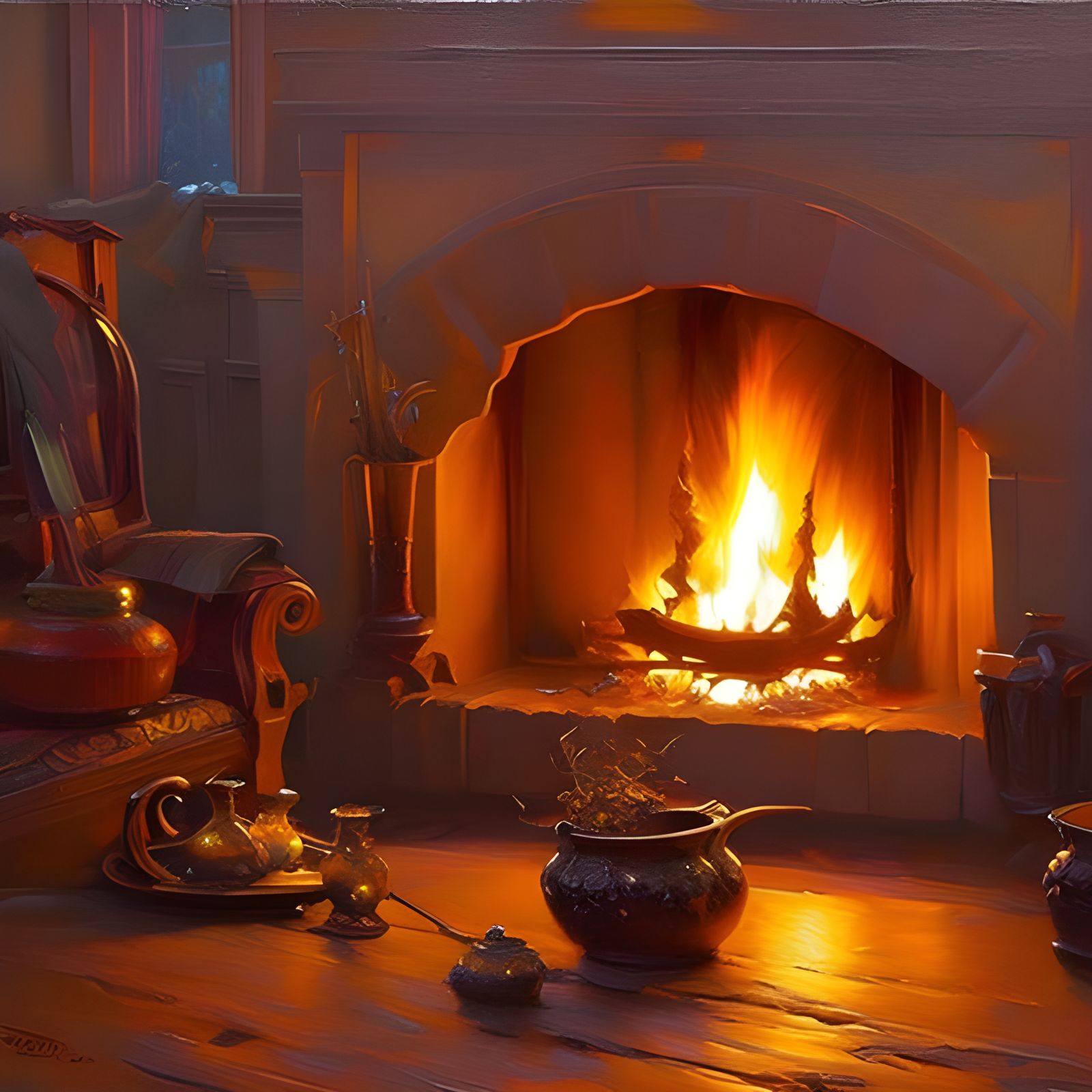 Cozy fireplace - AI Generated Artwork - NightCafe Creator