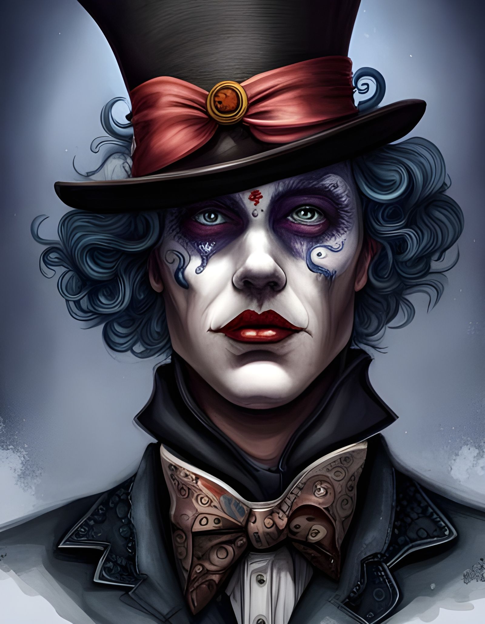 Mad Hatter as a sad clown - AI Generated Artwork - NightCafe Creator