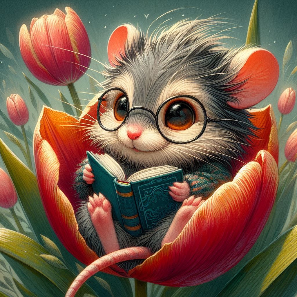 Wee little reader in a flower