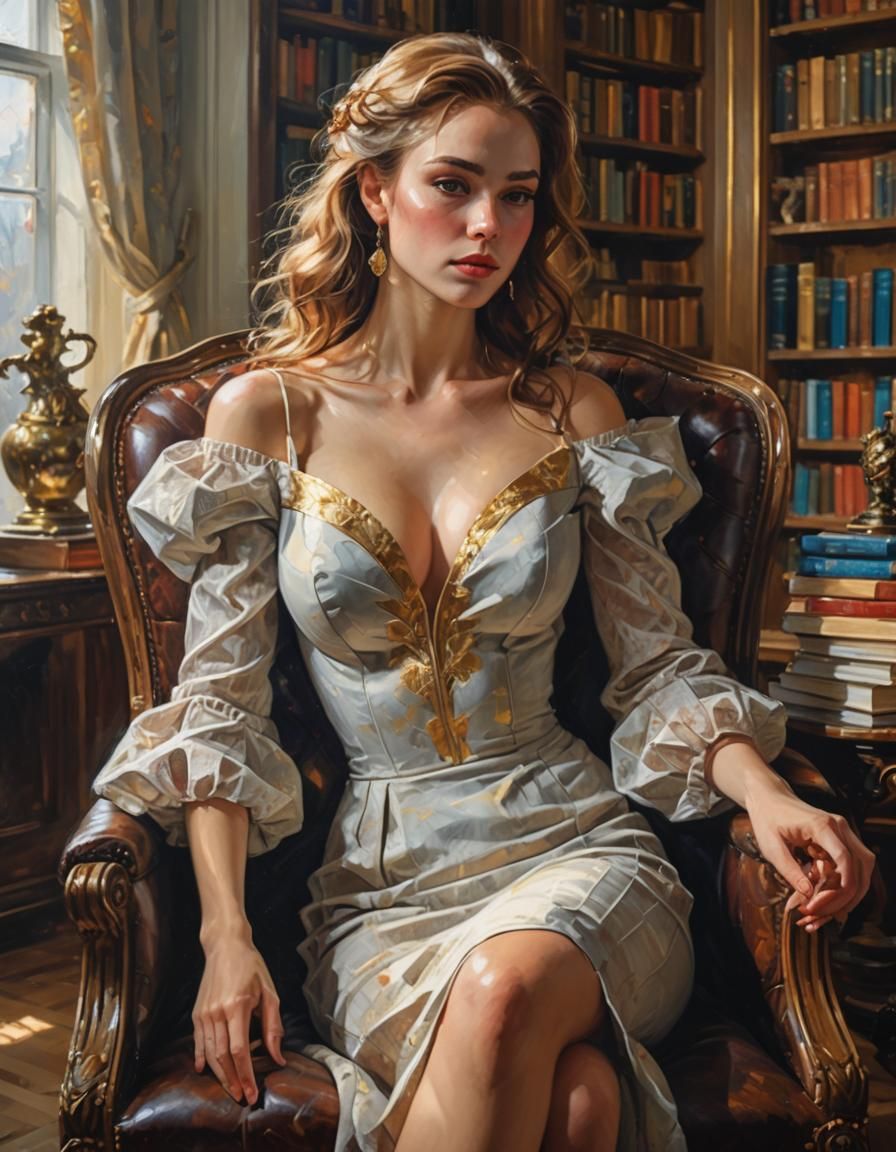 Portrait in library