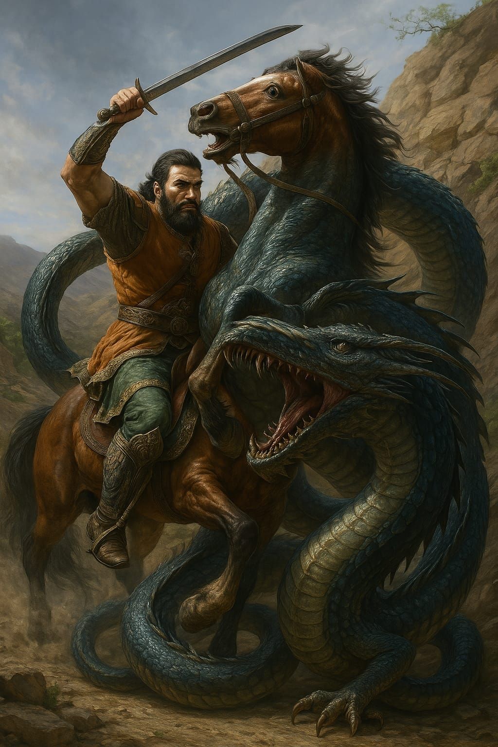 نبرد شخصیت افسانه ای ایران باستان با اژدها