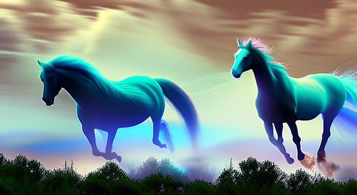 WILD UNEARTHLY FIERCE FAE HORSES - AI Generated Artwork - NightCafe Creator