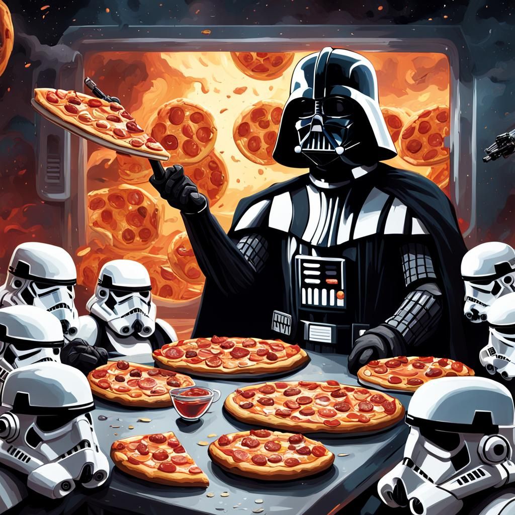 Darth Vader is organizing a pizza party with his stormtroopers - AI ...