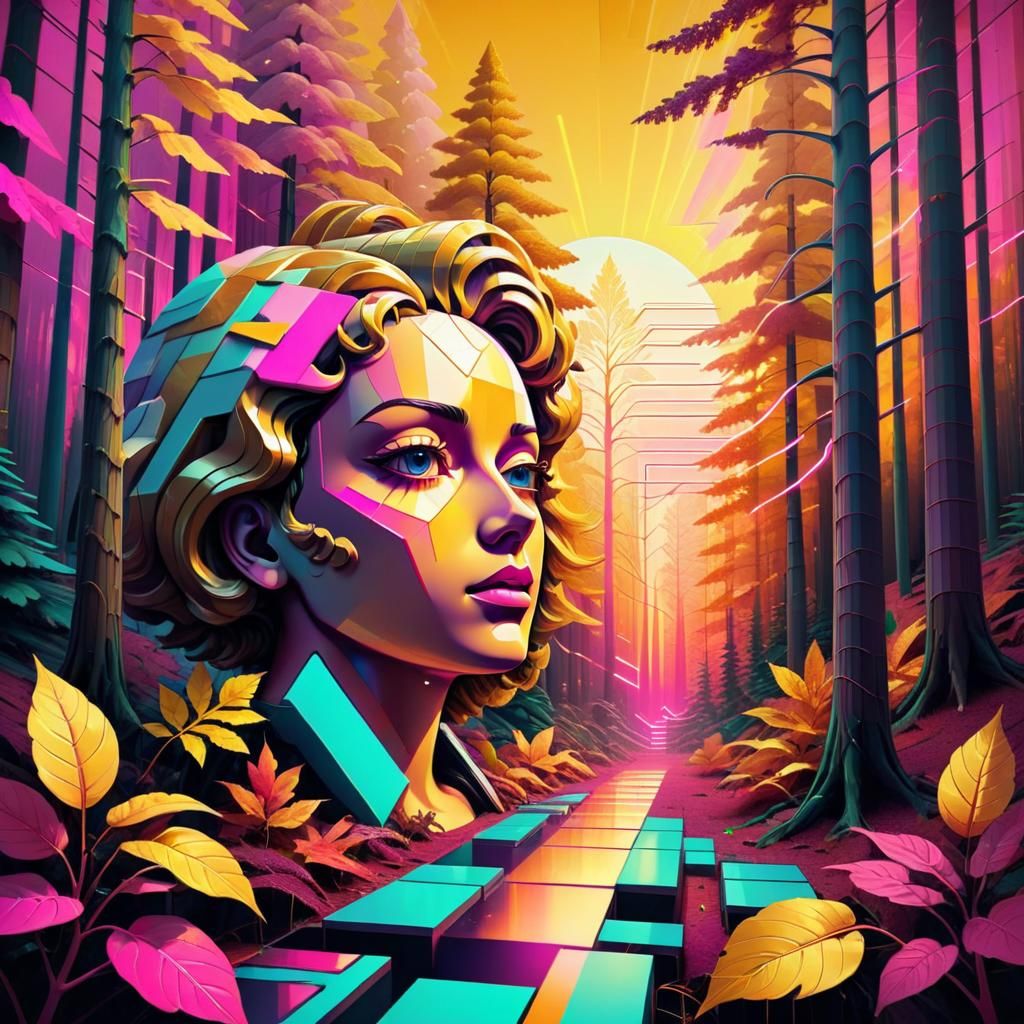 Vaporwave forest - AI Generated Artwork - NightCafe Creator