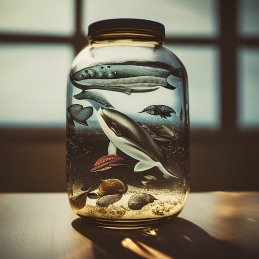 Sea animals in a jar AI Generated Artwork NightCafe Creator