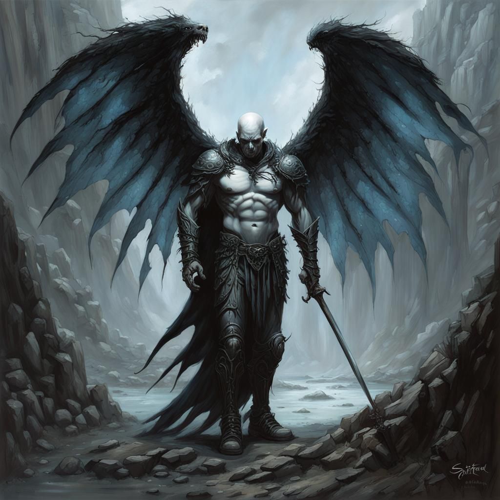 Dark Fallen Angel - AI Generated Artwork - NightCafe Creator