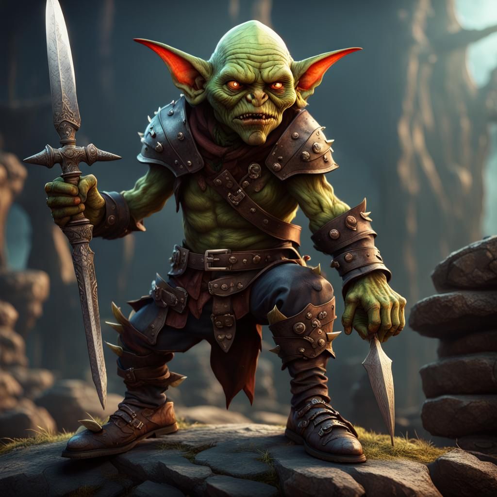 warrior goblin with leather boots and dagger in hand - AI Generated ...