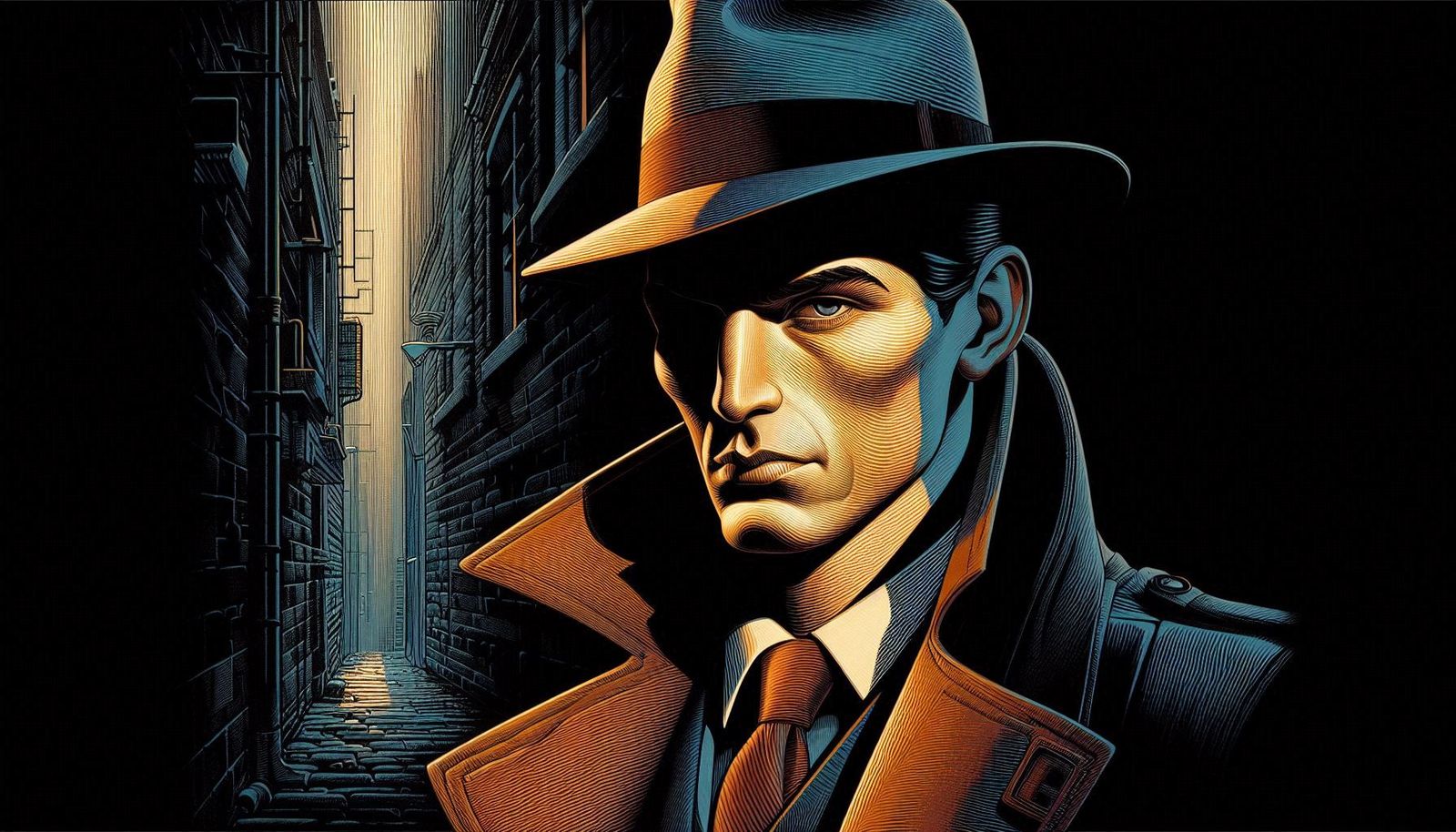 Film noir atmosphere, comic book style