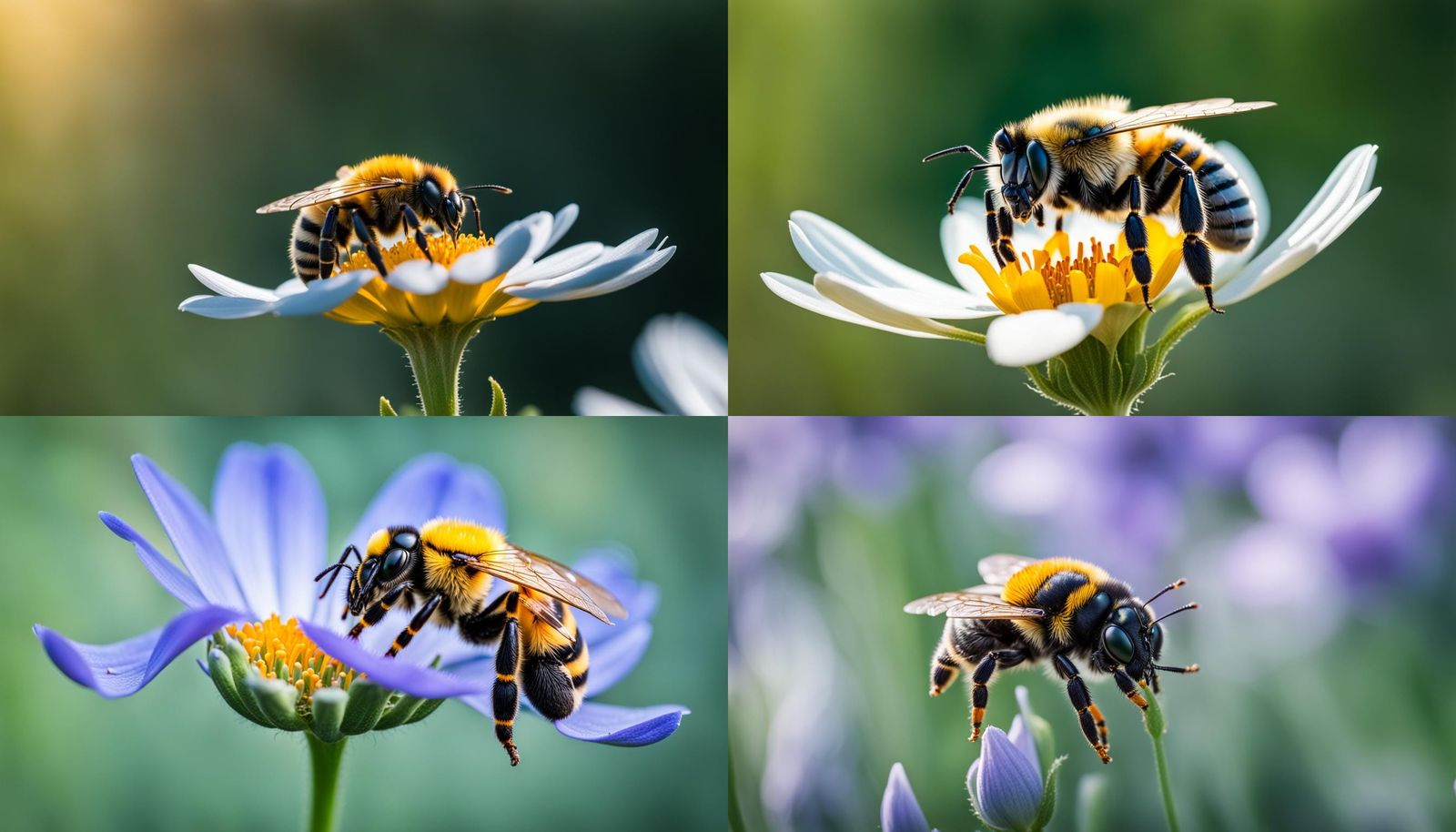 bee in flower, professional color grading, soft shadows, no contrast, f ...
