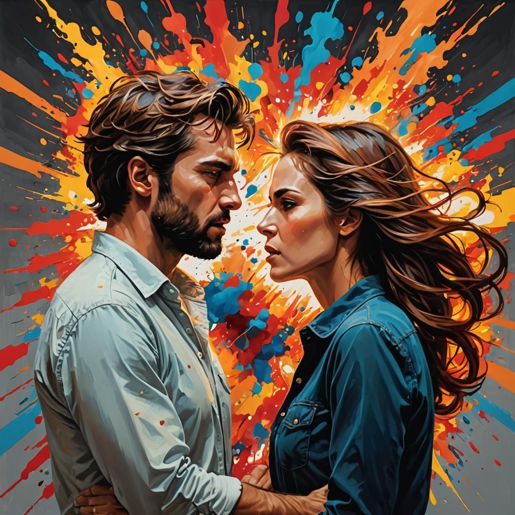 Woman, man, love, hate, calm, frenzy, emotional explosion, o...