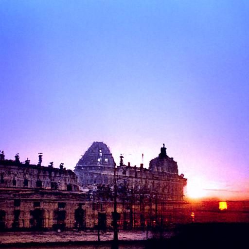 Vintage sunrise over Louvre