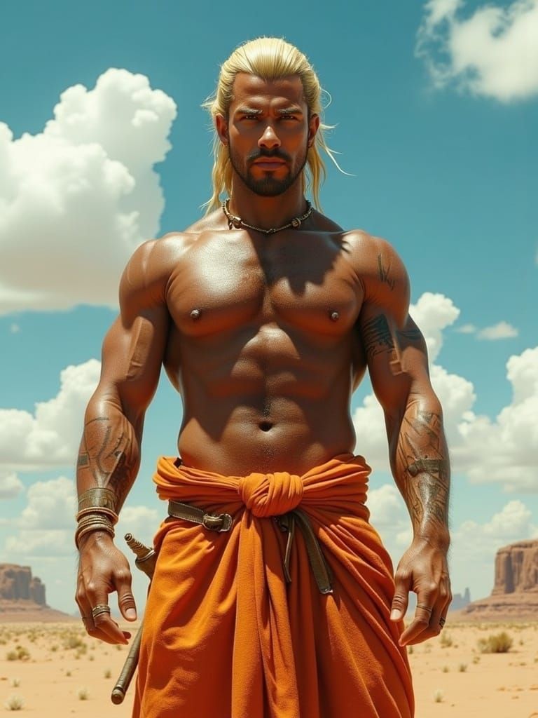 <lora:FantAlenD:1.0> An 8k cinematic depiction in the style of Chris Columbus James Francis Cameron and Gustave Doré of a very muscular man,...