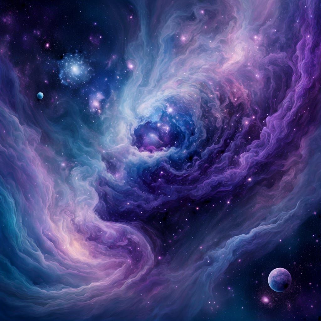 pareidolia
A shimmering space scene where the stars, comets, nebulas quasars, rotating galaxies and other ...  by @Mistymaywrite