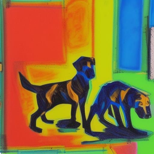 Street dogs, daytime, sunny day