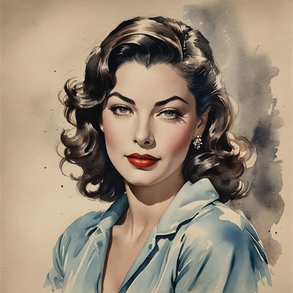 Portrait of young Ava Gardner - AI Generated Artwork - NightCafe Creator