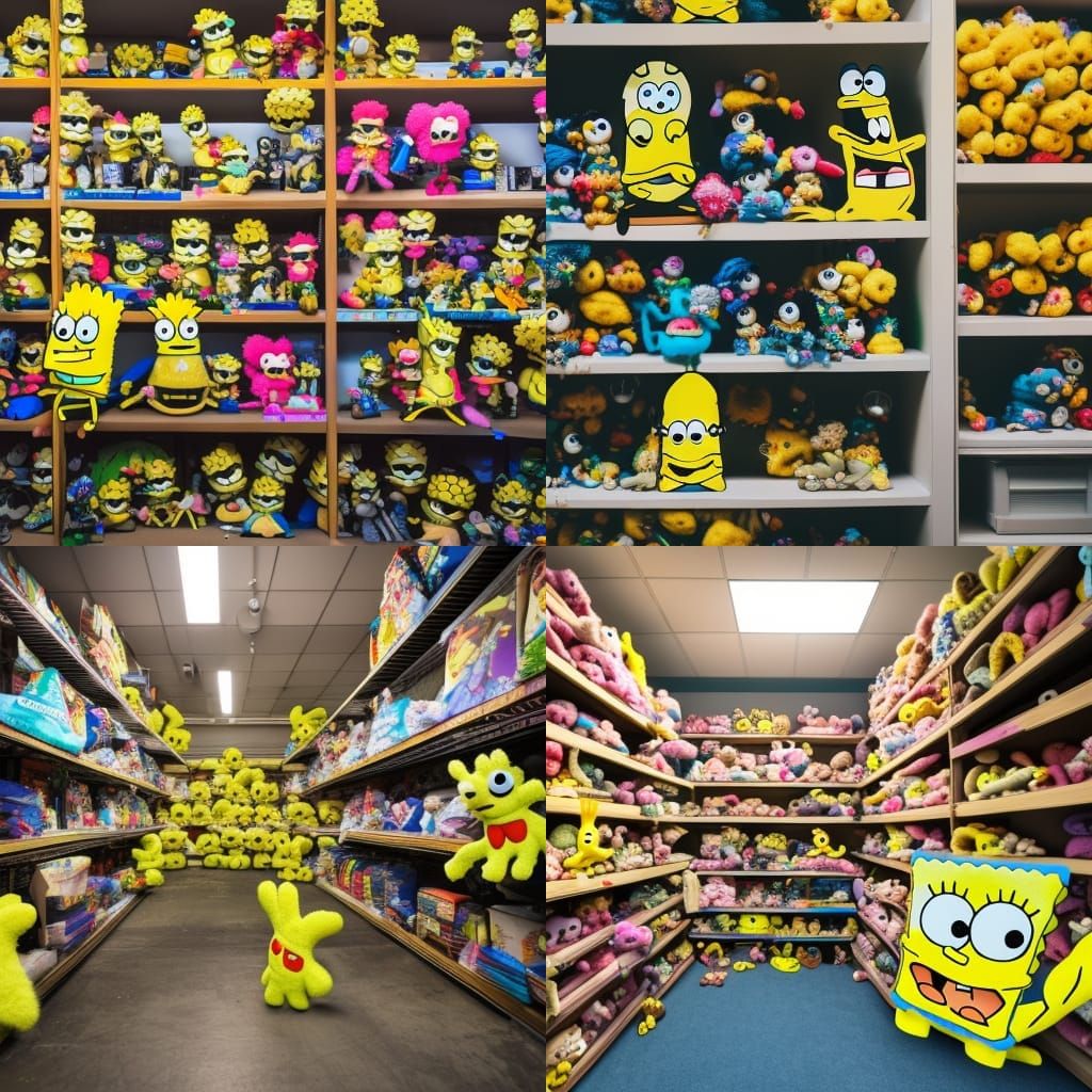 Backroom filled with SpongeBob plushies