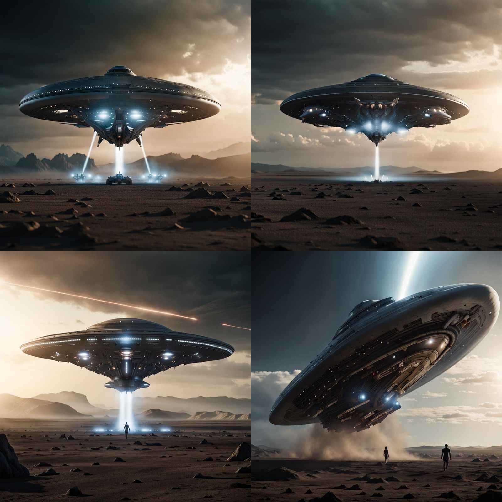 An alien starship touching down on earth to establish first contact; 8K ...