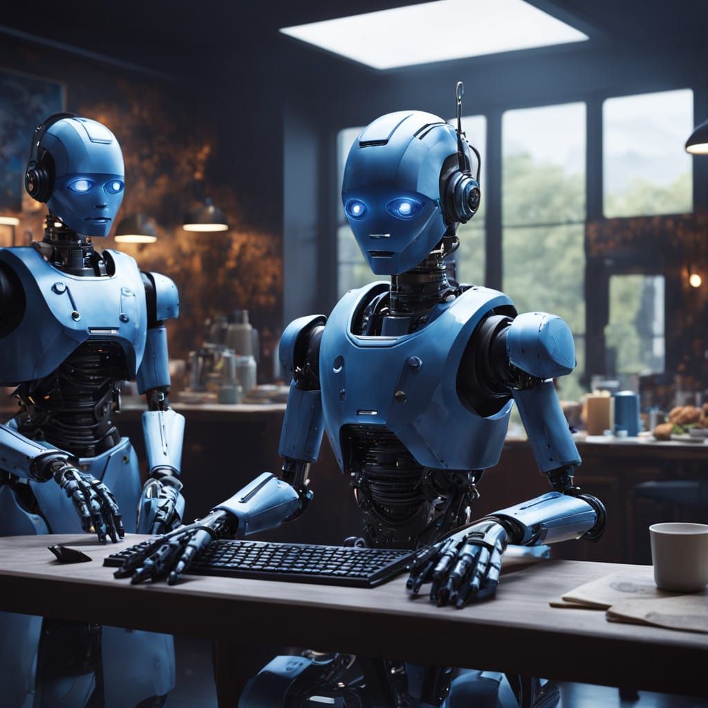 Robotic Artists Create at Night Cafe in Cyberpunk Style