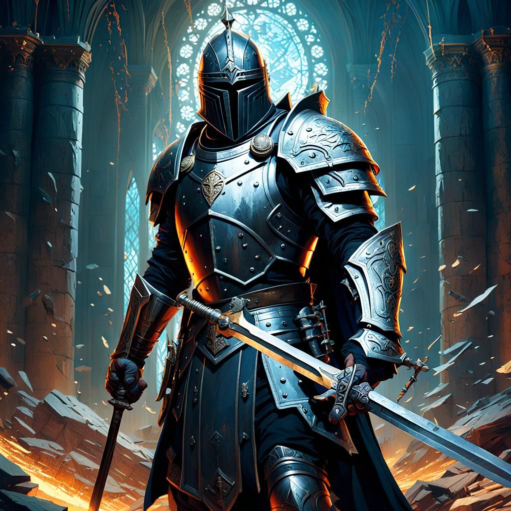 Epic Knight with Shattered Sword