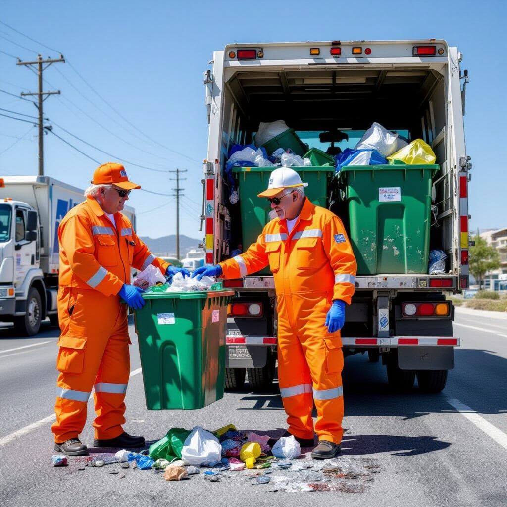 Trump and Netanyahu in Orange Jumpsuits Cleaning Garbage