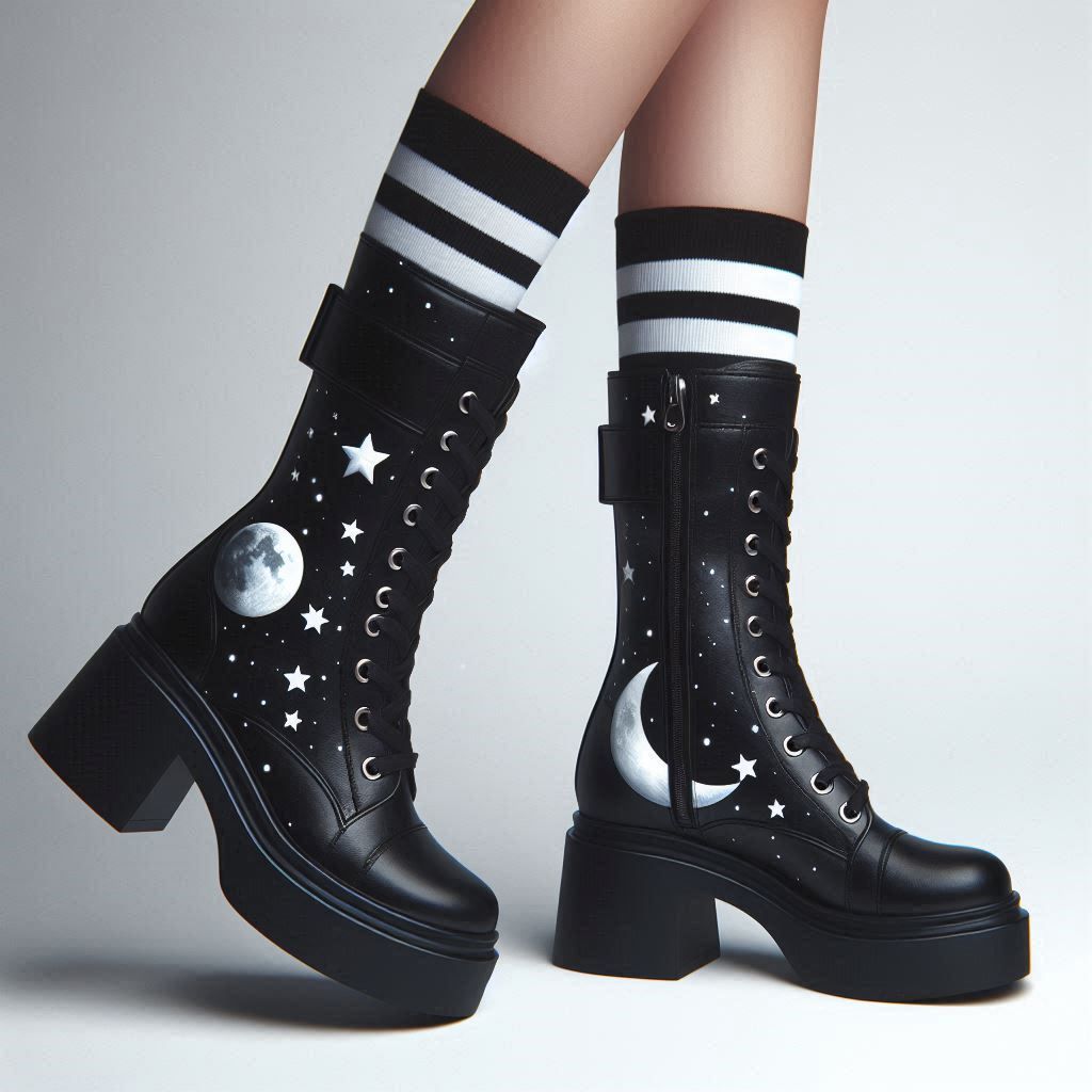 Moon and stars boots
