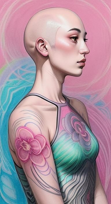 Psychedelic Pastel Silhouette with Floral Accents