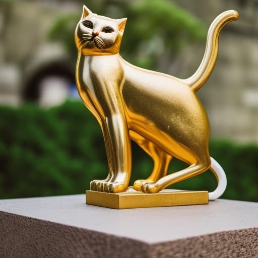 gold cat statue AI Generated Artwork NightCafe Creator