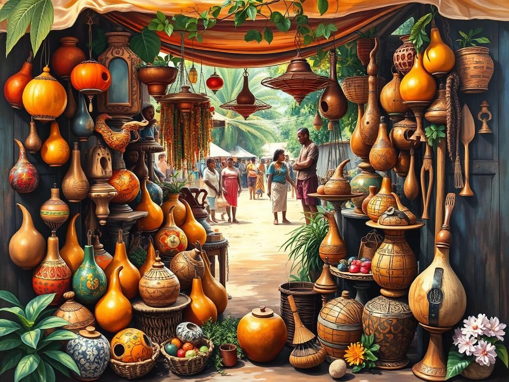 Market stall with gourds
