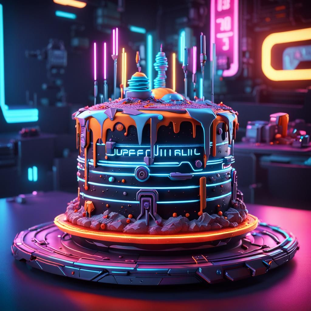 Futuristic supervillain cake