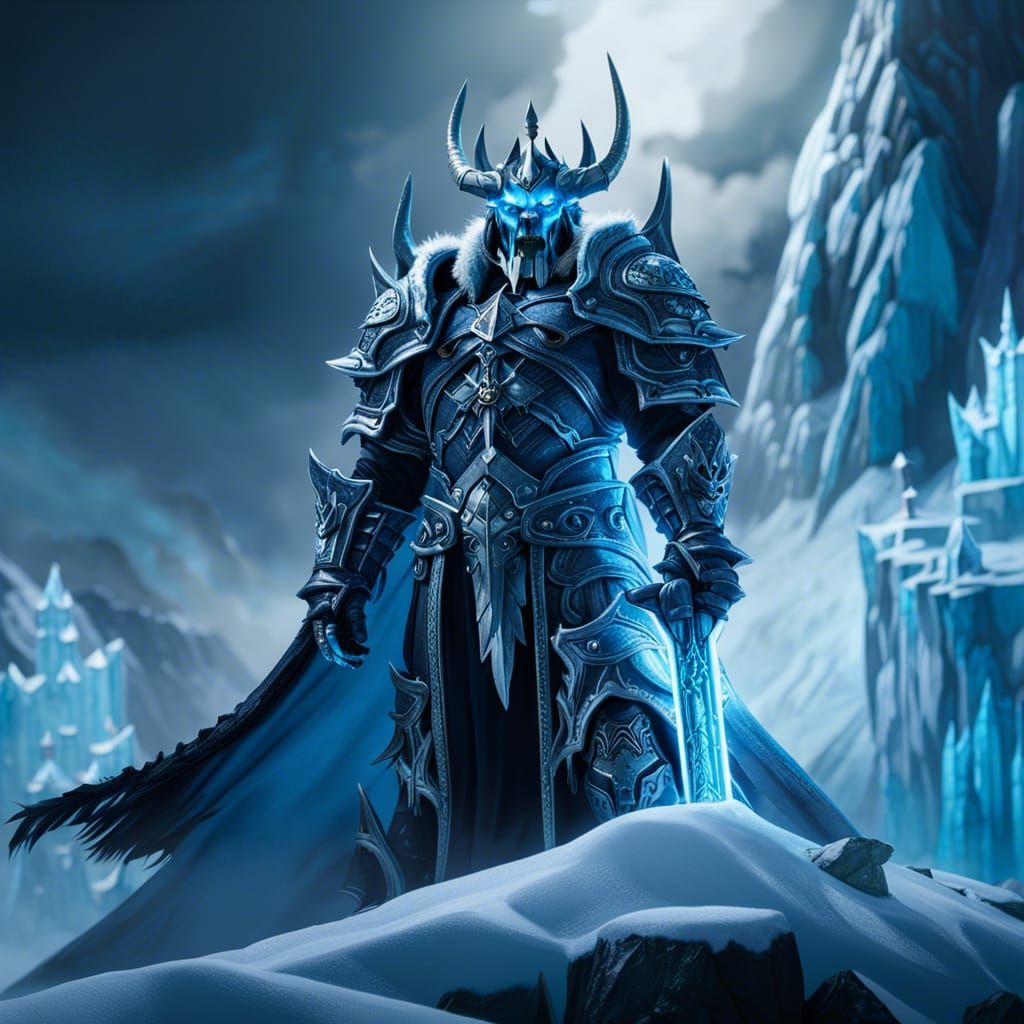 Lich King, Lord of the Scourge, Dark Lord of the Dead, WarCraft, frost,  ice, snow, fantasy, 8k resolution, hyperdetailed, natural lighting, - AI  Generated Artwork - NightCafe Creator