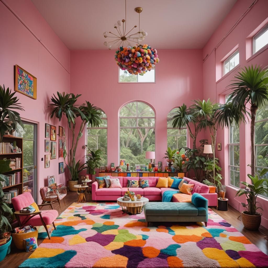 1960s Luxury Living Room with Jungle View