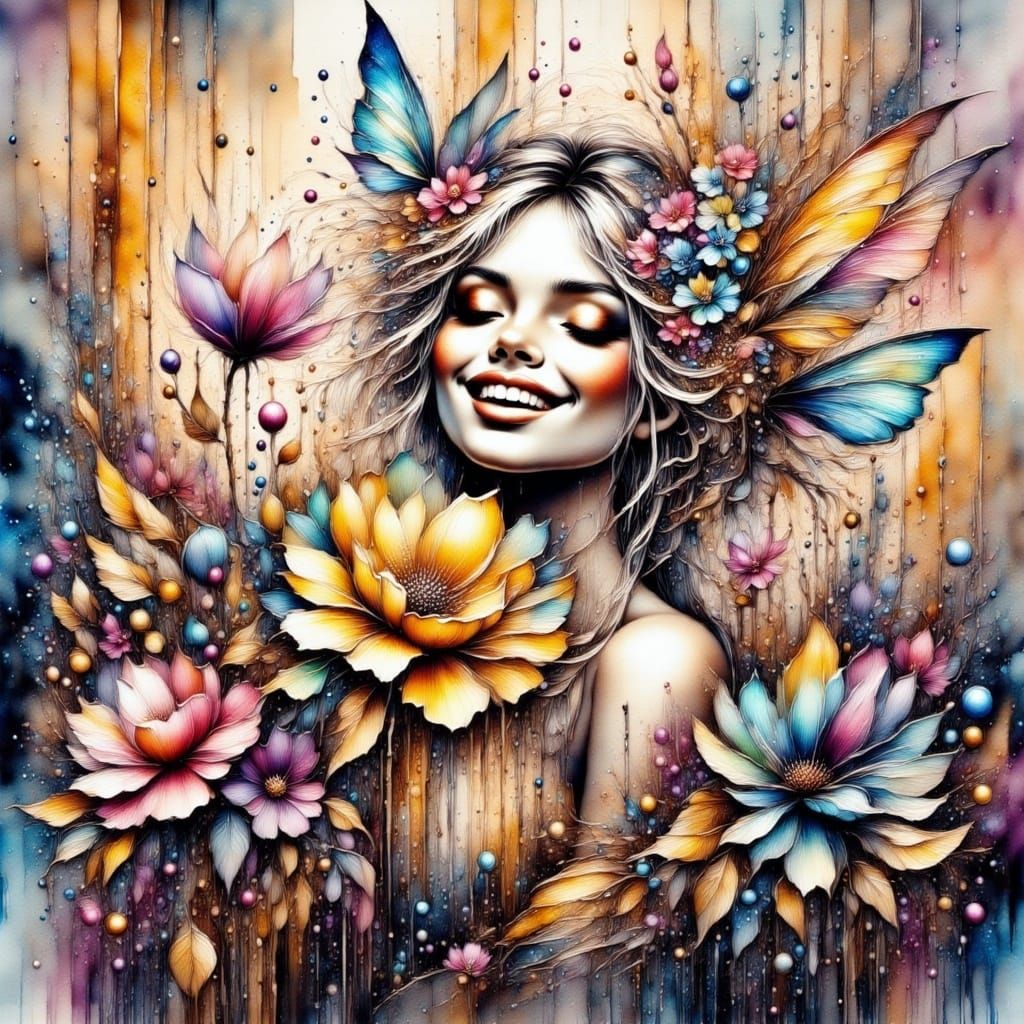 Winter Flowers in Expressionist Style Oil Painting