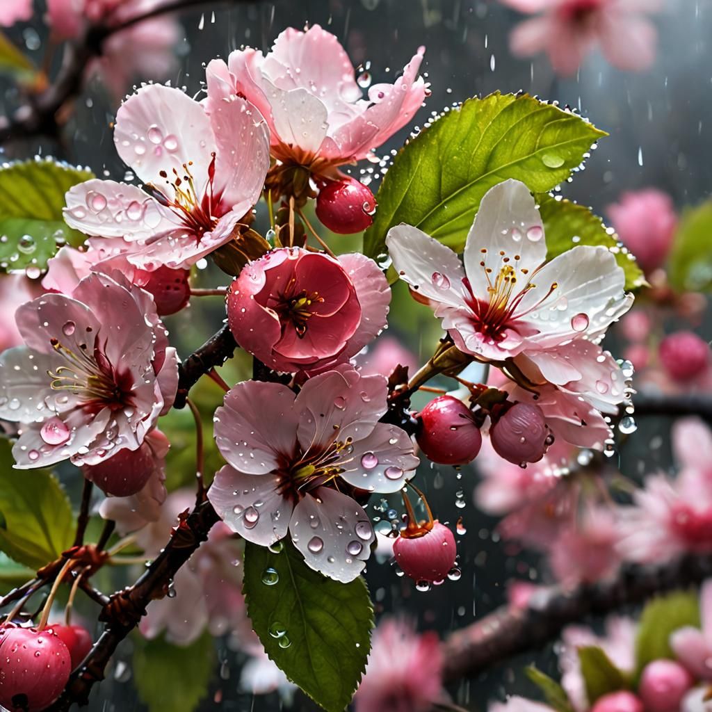 Cherry blossoms in the rain  by @Superbear