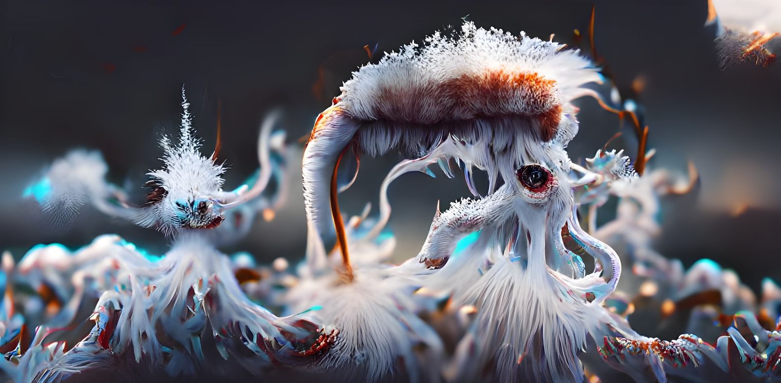 Fluffy Hoarfrost Eldritch Mycelium Tentacle Monster