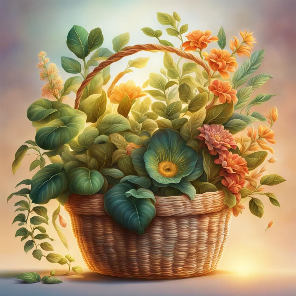 Botanical Still Life in Hyperrealistic Style