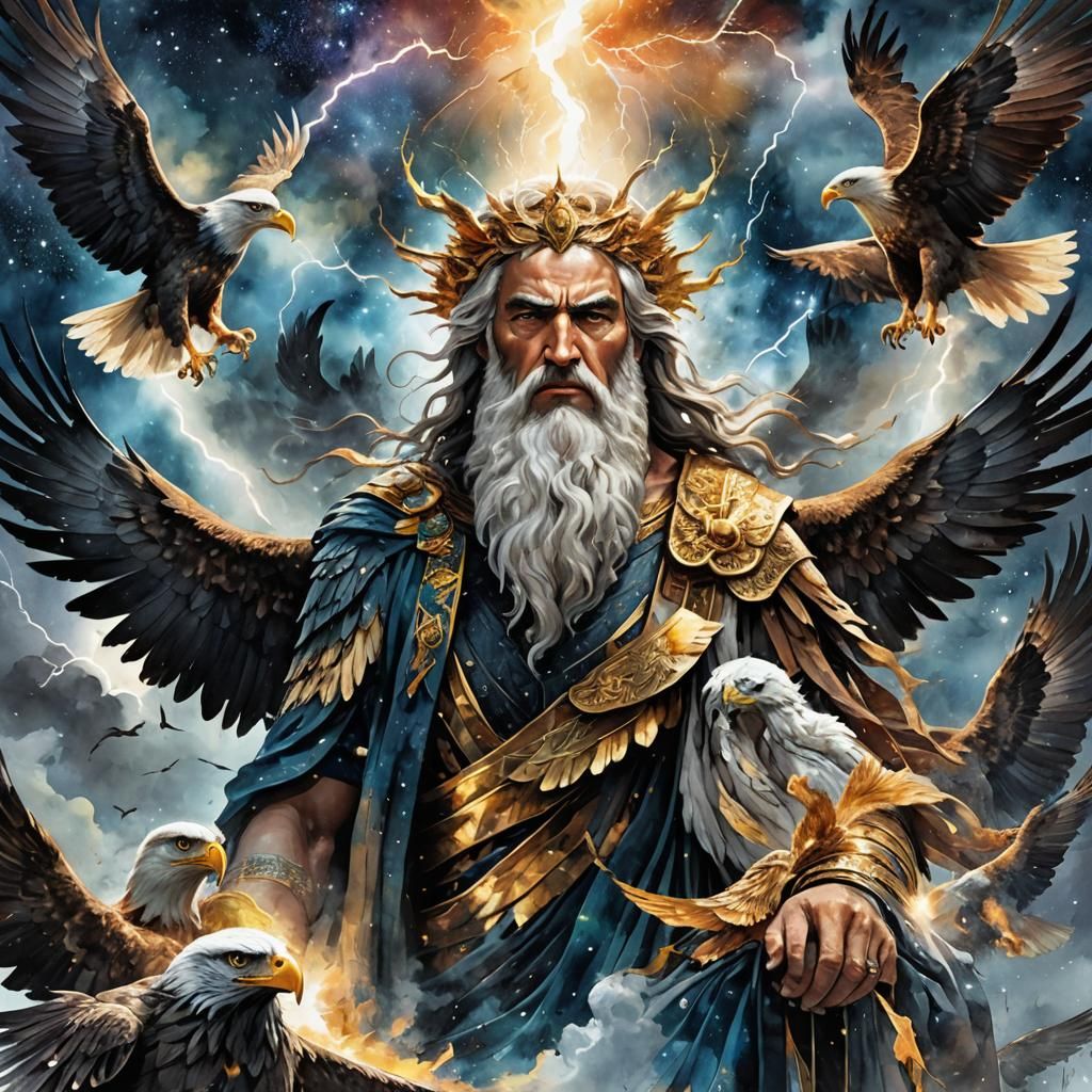 God of Fate - Zeus with his eagles - AI Generated Artwork - NightCafe ...