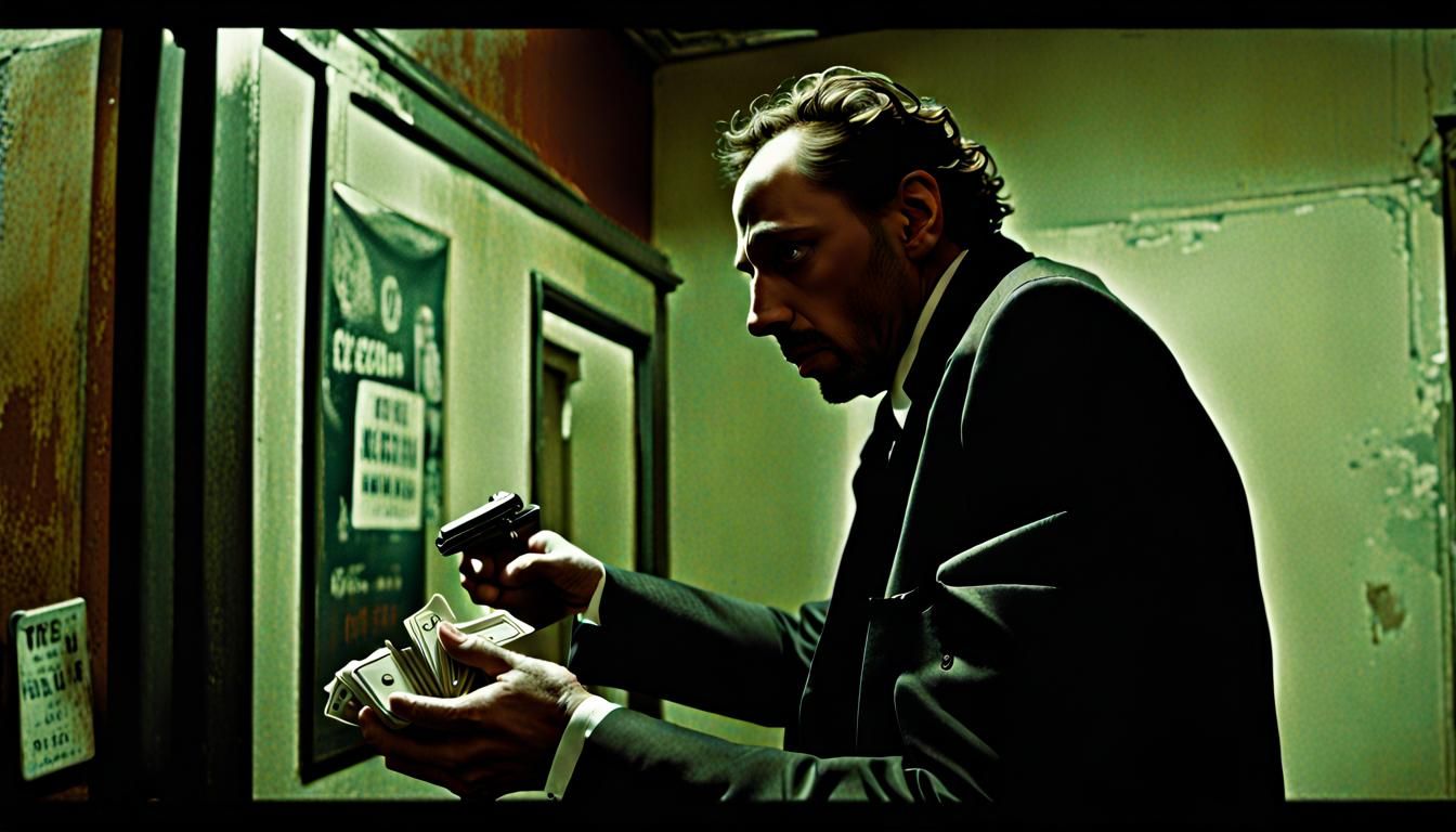 "The Pusher" epic gritty film noir retro crime masterpiece by Tim