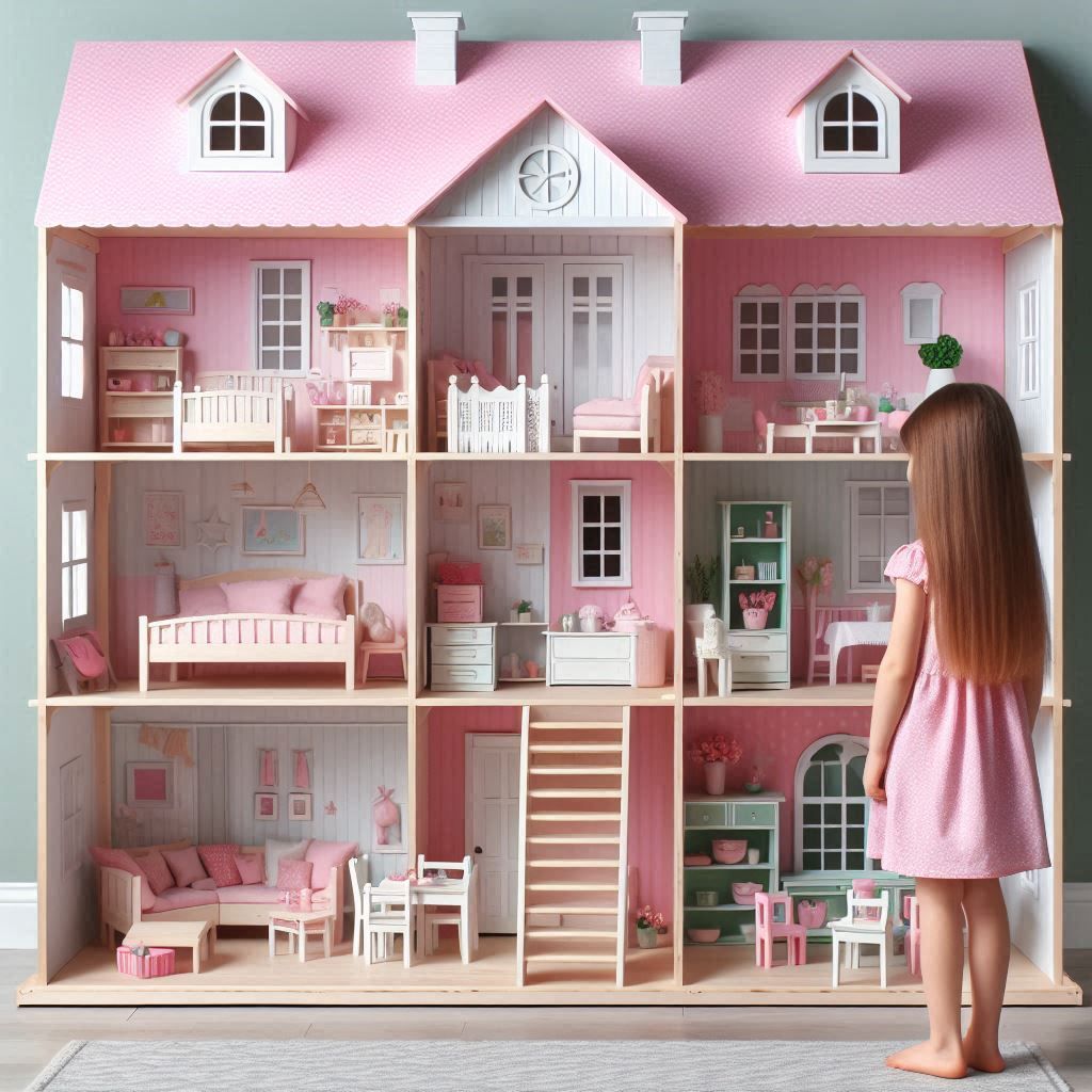 a large wooden dollhouse