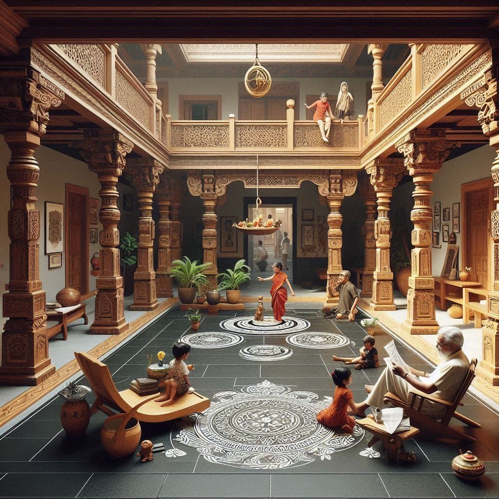 A house with a central courtyard