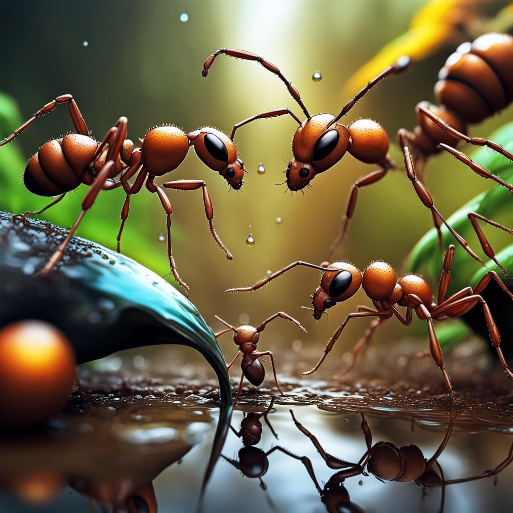 Describe the bustling life of an ant colony from the viewpoint of a ...