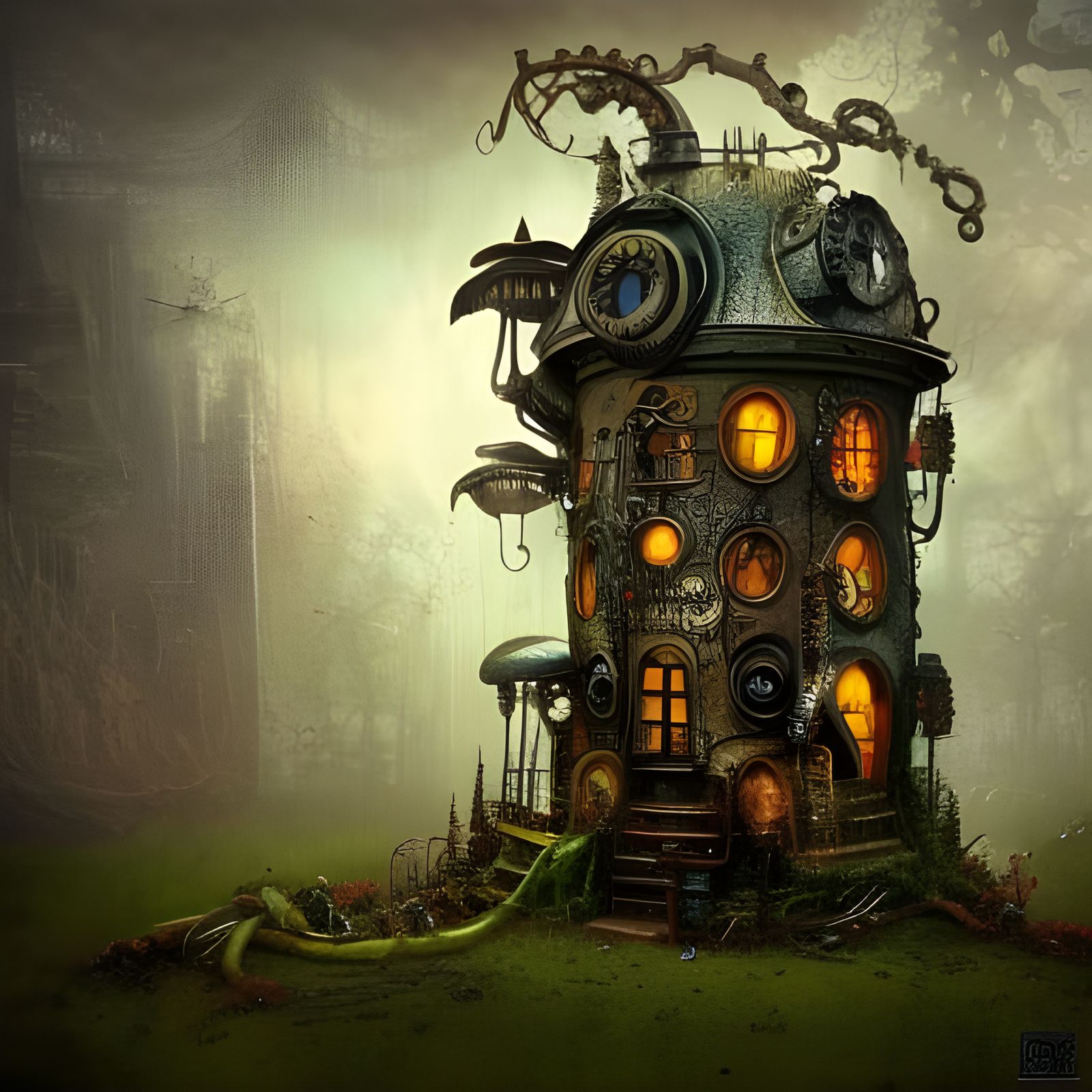 Steampunk Fairy House - AI Generated Artwork - NightCafe Creator