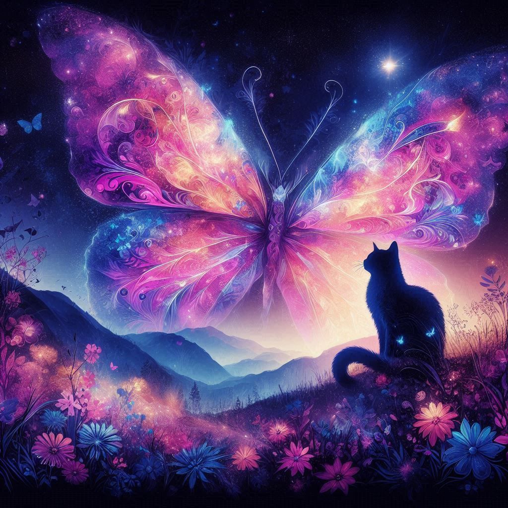 Butterfly and cat