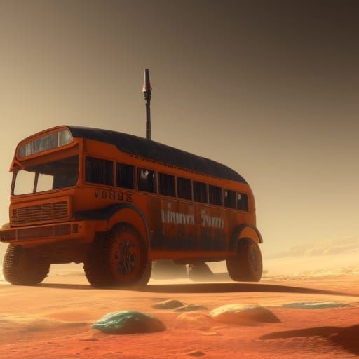 school bus on Mars AI Generated Artwork NightCafe Creator