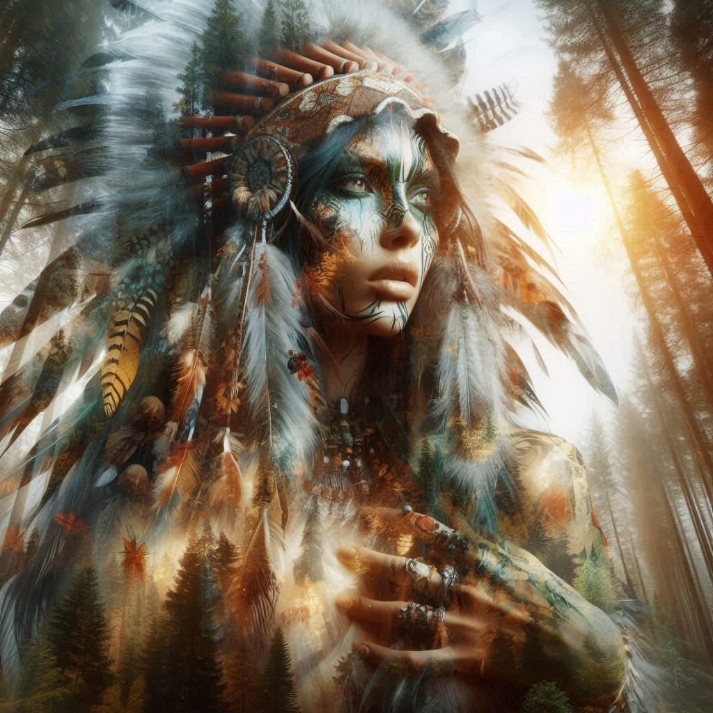 double exposure beautiful fantasy portrait landscape..