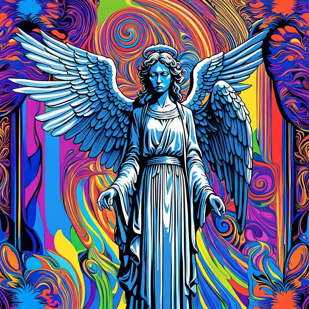 Psychedelic Angel Statue - AI Generated Artwork - NightCafe Creator