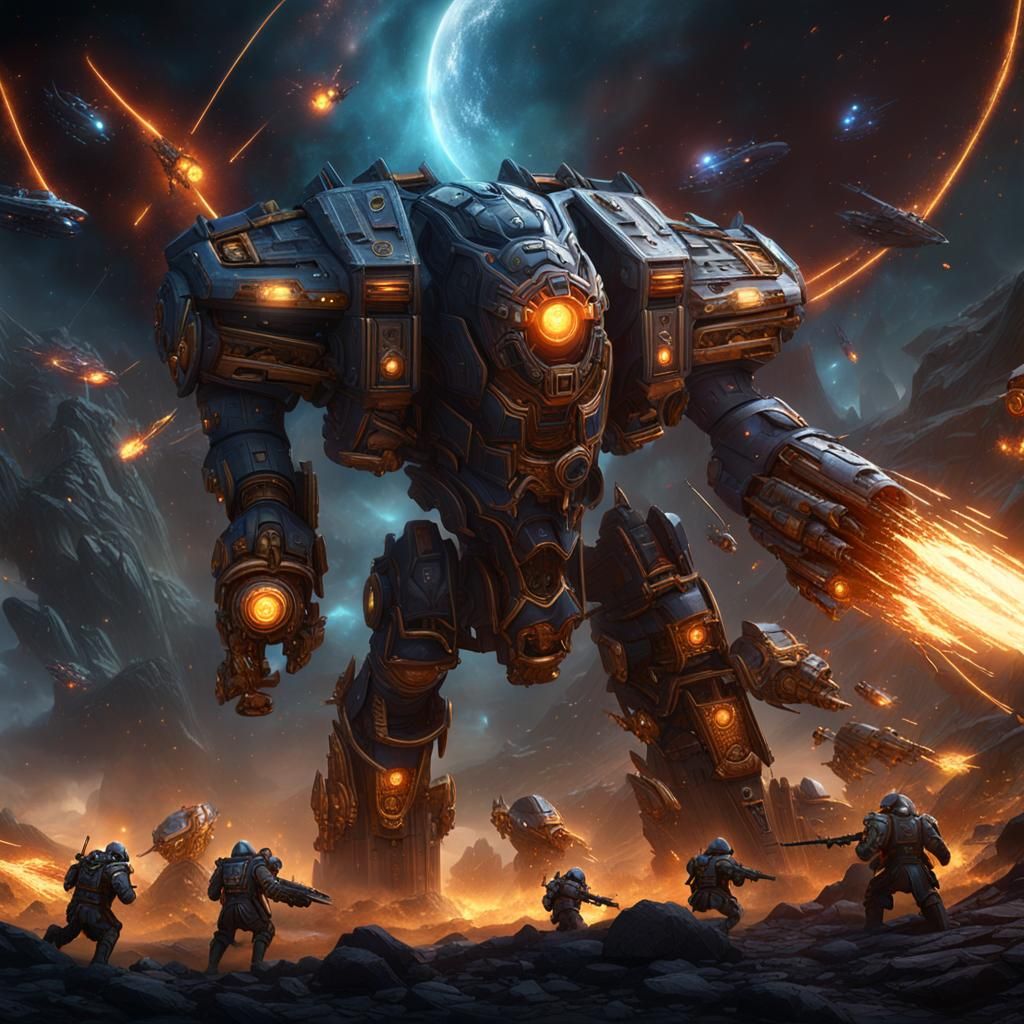 Earth's warmachines charge into enemy ranks! Site to behold ...