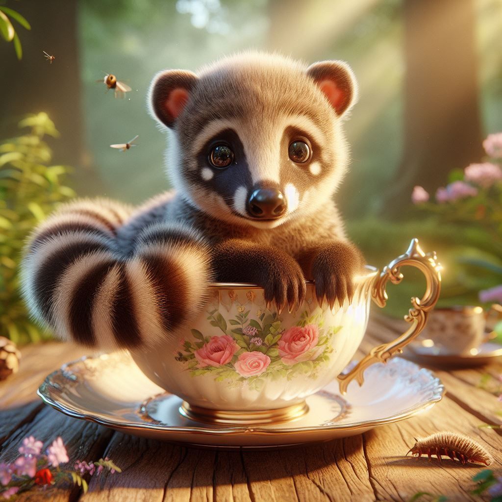 Cute Coati in a teacup (2) - AI Generated Artwork - NightCafe Creator